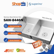 SUPERINO NANO SUS304 Double Bowl Stainless Steel Kitchen Sink SAW 8446-N