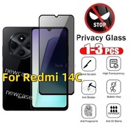 1-3Pcs Privacy Anti Spy Full Screen Protector Tempered Glass For Xiaomi Redmi 14C 13C 4G 5G 2024 Red