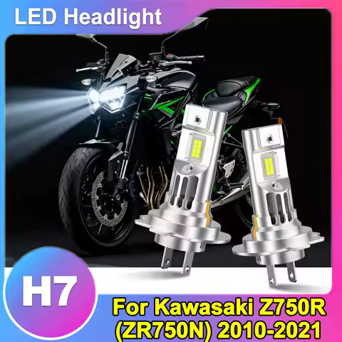2PCS H7 Motorcycle LED Headlight Bulb With Fan 12V 220W High Power 1:1 Design For Kawasaki Z750R (ZR