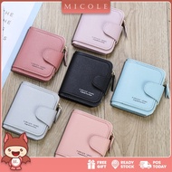 MICOLE SB2929W Women's Short Wallet Leather Pouch Perempuan Card Holder Purse Lady Coin Bag Dompet W