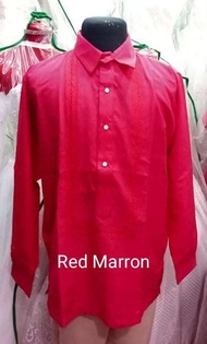 Polo Barong *Long sleeves* ( Red Maroon )