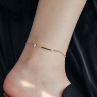 2025 New Style Trendy Ladies Anklet Smile Zircon Anklet Female Simple Niche Non-Fade AJ414 #.
