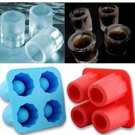 Silicone 4-Cup Ice Cube Shot Shape Shooters Freeze Molds Maker Tray Mould