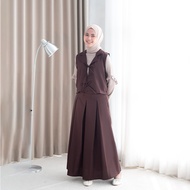 Hyeri One Set (Not Including Inner) Korea Plain Coquette Ribbon Vest and Skirt