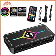 1 To 9 Ports 3 in 1 4 Pin PWM Magnetic Suction Hub with Remote PWM Magnetic Fan Hub Splitter PWM & A