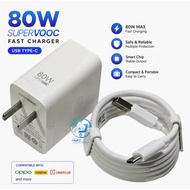 80W USB Type-C Fast Charger Compatible for OPPO / OnePlus / Realme SuperVOOC Support with Cable
