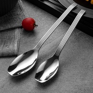 OUKEAI 1pc/4Pcs 304 Stainless Steel Spoon Long Handle New Thickened Household Bibimbap Spoon Eating 