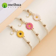 MEIHUAA Sunflower Bracelet, Lucky Simple Hand Woven Bracelet,  Adjustable Sunflowers Fresh Woven Bra