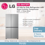 LG 647L Side by Side Refrigerator with Smart Inverter Compressor (Prime Silver) (GS-B6473PY)