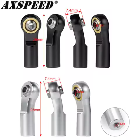 AXSPEED Metal M3 Link Tie Rod End Ball Joint Shock Absorber Ball Joint for 1/10 RC Car Crawler Axial
