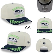 Men's New/Era CreamCollege Navy Seattle Seahawks 2025 NFL Draft A-Frame 9FIFTY Hat Men's and Women's