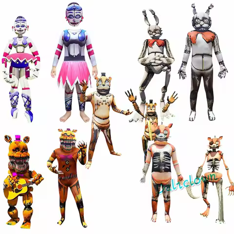 Anime Cartoon Bonnie Bear Costume Game FNAF Foxy Chica Freddy Fazbear Cosplay Costume Fancy Nightmar