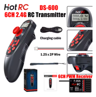 HOTRC DS600 6CH 6 ช่อง 2.4G จอแอลซีดีระบบส่งสัญญาณวิทยุระยะไกลและรับ PWM 6CH สำหรับเรือประมง RC