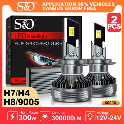 S&D H7 H4 LED Headlight 300000LM 300W H1 9005 9006 Car Headlight Bulb Canbus Wireless Fog light Auto