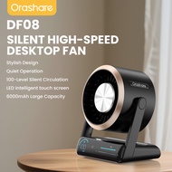 Orashare DF08พัดลมตั้งโต๊ะความเร็วสูง6000mAh 2-in-1 ติดผนังและการตั้งพัดลมพกพาเงียบ ปรับระบบทำความเย