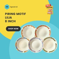 piring makan keramik 12pcs motif merek lilia ukuran 8 1 lusin