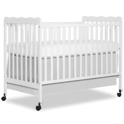 Carson Classic 3-in-1 Convertible Full-Size Baby Crib in White, GreenGuard Gold & JPMA, 4 Mattress H