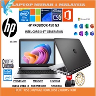 HP PROBOOK 450 G3/ CORE I3 6TH GEN/ 8GB Ram/128GB SSD/WINDOW 10 PRO/6 MONTH WARRANTY/FREE BAG AND MO
