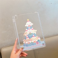 Merry Christmas Sanrio Cinnamorol Pencil Holder Slot Hard Clear Acrylic Case for IPad Pro 11 (2022/2021/2020) IPad 10/7/8/9/ IPad 10.2/iPad Air 4/Air 5 Thin Shockproof Tablet Cover