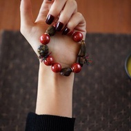 14mm硃砂沉香手串 天然原礦高含量紅砂鶯歌綠奇楠沉香本命年吉祥