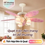 [44 Inch] Pink Ceiling Fan with Light, 5-Light Floral Design, Remote Control & Reversible DC Motor f