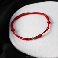 Thin s999 Pure Silver Transfer Beads Benming Year Red String Anklet Female Lucky Sterling Silver All