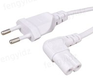 White EU Euporean 2 Prong Plug to IEC320 C7 Figure 8 Angle Adapter Power Extension Cable Cord for Sa