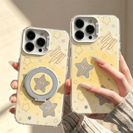 Case For Samsung S25 S26 S24 S23 S22 Ultra F07 Cream Yellow Smiley Star Doodle 360° Rotatable Ring K