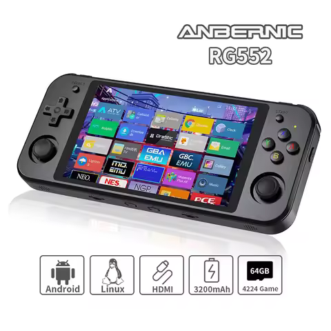 ANBERNIC RG552 Handheld Game Console 5.36‘’ IPS Screen Android Linux Dual Systems Retro Video Game P
