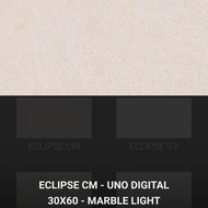 Keramik rectified cutting merk Uno UK 30x60cm tipe Eclipse CM marble light untuk lantai atau dinding