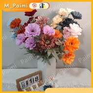 [Ready Stock] Bunga Hiasan 6 Heads Zinnia Artificial Flower Bouquet Ruang Tamu Decor Door Gift 假花束