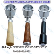 51mm coffee portafilter with double spouts for Delonghi 9 Series EC9155/9255/9335/9355/9555/9665/986