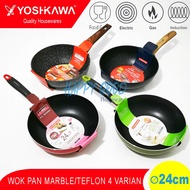 YOSHIKAWA 24cm WOK/ PAN/ FRYING PAN TEFLON PAN MARBLE 4 Variants