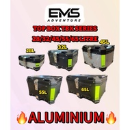 100% ORIGINAL EMS ADVENTURE TOP BOX ALUMINIUM TBX SERRIES  28 / 32 / 45 / 55 / 65 LITER BLACK / SILV