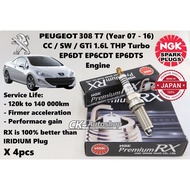 Japan NGK Premium RX Spark Plug for Peugeot 308 T7 CC SW GTi RCZ 1.6L THP 16V Turbo (Year 07 - 16) E