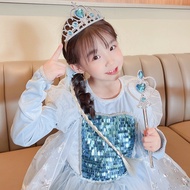 Elsa crown for babies and magic wand with Elsa wig for girls elsa style hair accessories