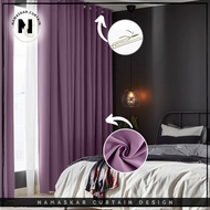 B13 Ready Made Curtain! Blackout Siap Jahit Langsir (Hook/Cangkuk) Kain Tebal 100% Polyester Blackout -Violet Purple Color-