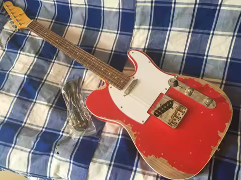 aA-N Biggest handcraft studio.aged red st strat stratocast-er electric guitar handmade guitar Ash bo