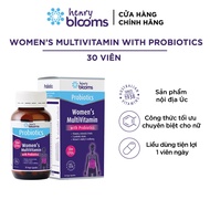 Viên uống vitamin Henry Blooms Multivitamin Probiotics cho nam/nữ (30 viên) bổ sung vitamin khoáng c