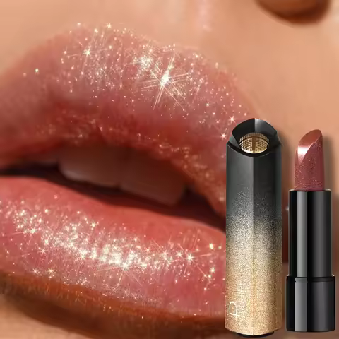 Professional Metallic Shimmer Lipstick, Pearly Glitter Finish, Creamy Smooth Apply, High Color Payof