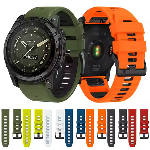 22 26mm Two Tone Silicone Strap For Garmin Tactix 7 AMOLED Pro Band Bravo/Delta Quatix 7X 7 5 6 Quic