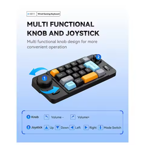 19-Key Macro-Defined Joystick Dual-Wheel RGB Hot-Swappable Macro-Defined Wired Mechanical Gaming Key