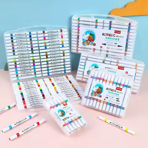 12-60 Color Dual Tip Acrylic Paint Pens Acrylic Paint Marker Color Brush Set DIY Acrylic Pigment lon