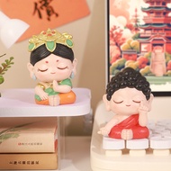 国潮福星小摆件创意办公室工位装饰品桌面摆件公仔禅意宝宝佛手办Guochao Fuxing Small Ornaments Creative Office Work Station baduansha7