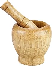 Pestle and Mortar Set, Kitchen Hand Manual Wood Garlic Ginger Spices Mortar Pestle Set Grinding Bowl Grinder.