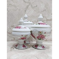 Fiorenza Ceramic Jar Set Candy Cake Flower Motif AK-333