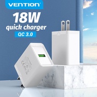 【COD】Vention หัวชาร์จเร็ว หัวชาร์จ 18W ชาร์จเร็ว QC 3.0 USB แอนดรอยด์ สายชาร์จเร็ว for samsung Huawei Redmi Note 10 Pro 9 11 Xiaomi Poco X3 pro quick charge Realme 10 6 Pro 5  แท้ fast charger adapter