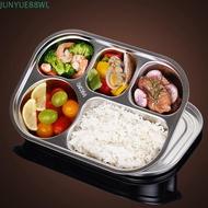 JUNYUE88WL Divided Dinner Tray, 304 Stainless Steel Deepened Divided Dinner Plate, Lunch Box 4/5-Com