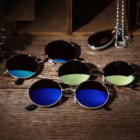 80% HOT SALE Men\'s Women\'s Round Mirror Lens Glasses Outdoor Anti-UV Sunglasses Eyewear Sunglasses