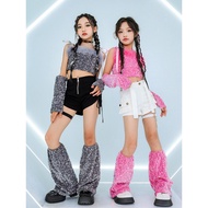 9.30 Girls jazz Dance Costume Navel Cropped Sequined Sling Suit T-Taiwan Catwalk Costume jazz Hip-Ho